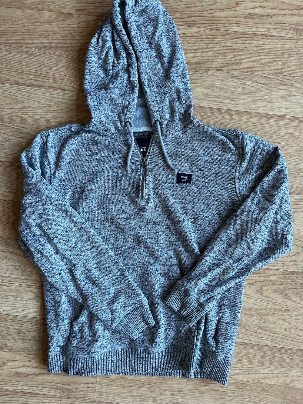 Vans Men's Heather Grey Half-Zip Hooded Sweater Sz Small